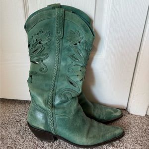 Matisse Teal Leather Cowboy Boots